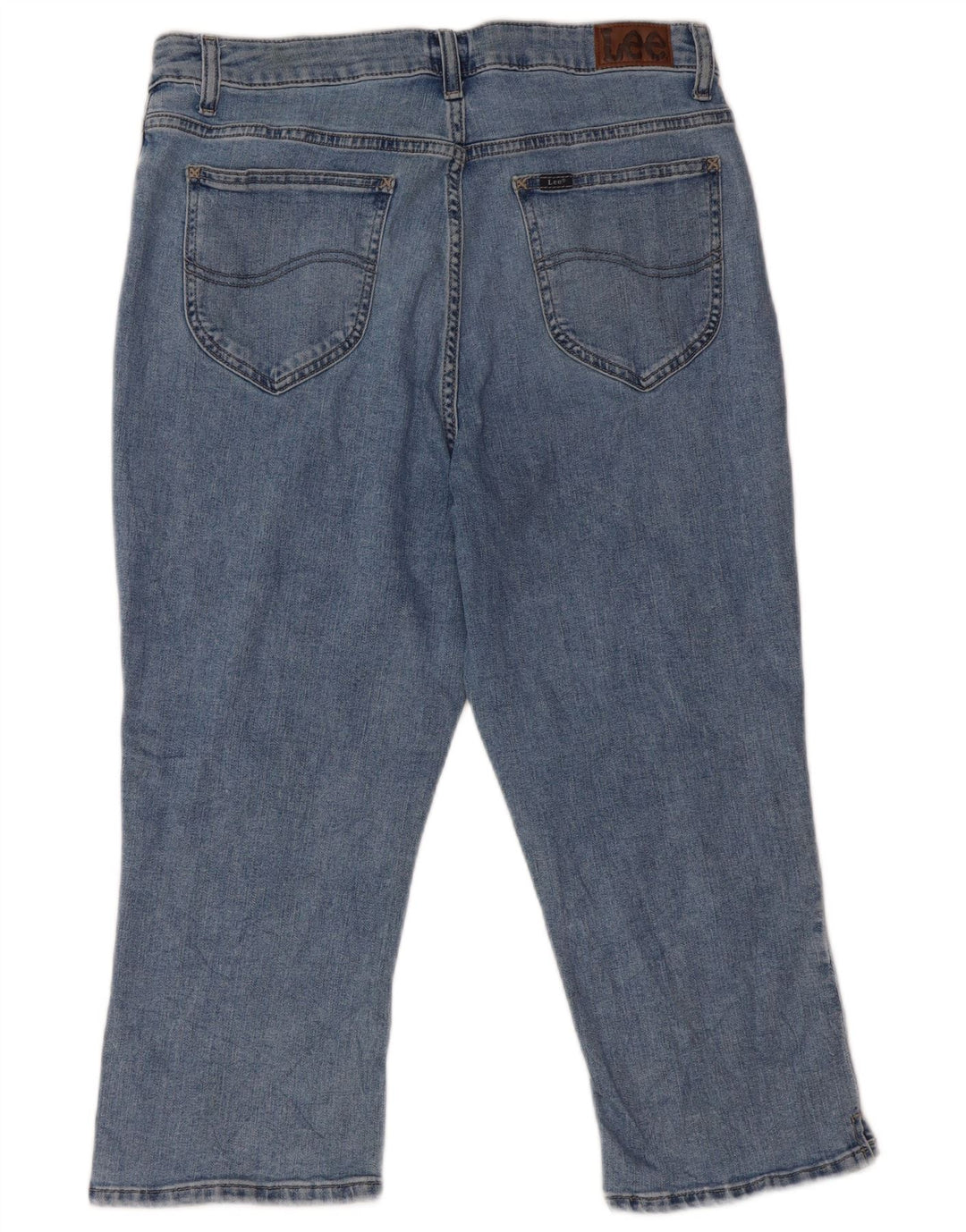 Calça jeans feminina Lee cintura alta capri US 14 grande W32 L20 algodão azul