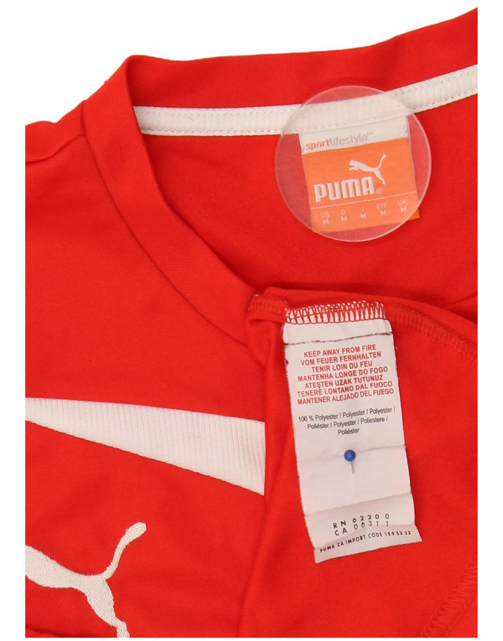 Camiseta masculina Puma Top médio vermelho colorblock poliéster