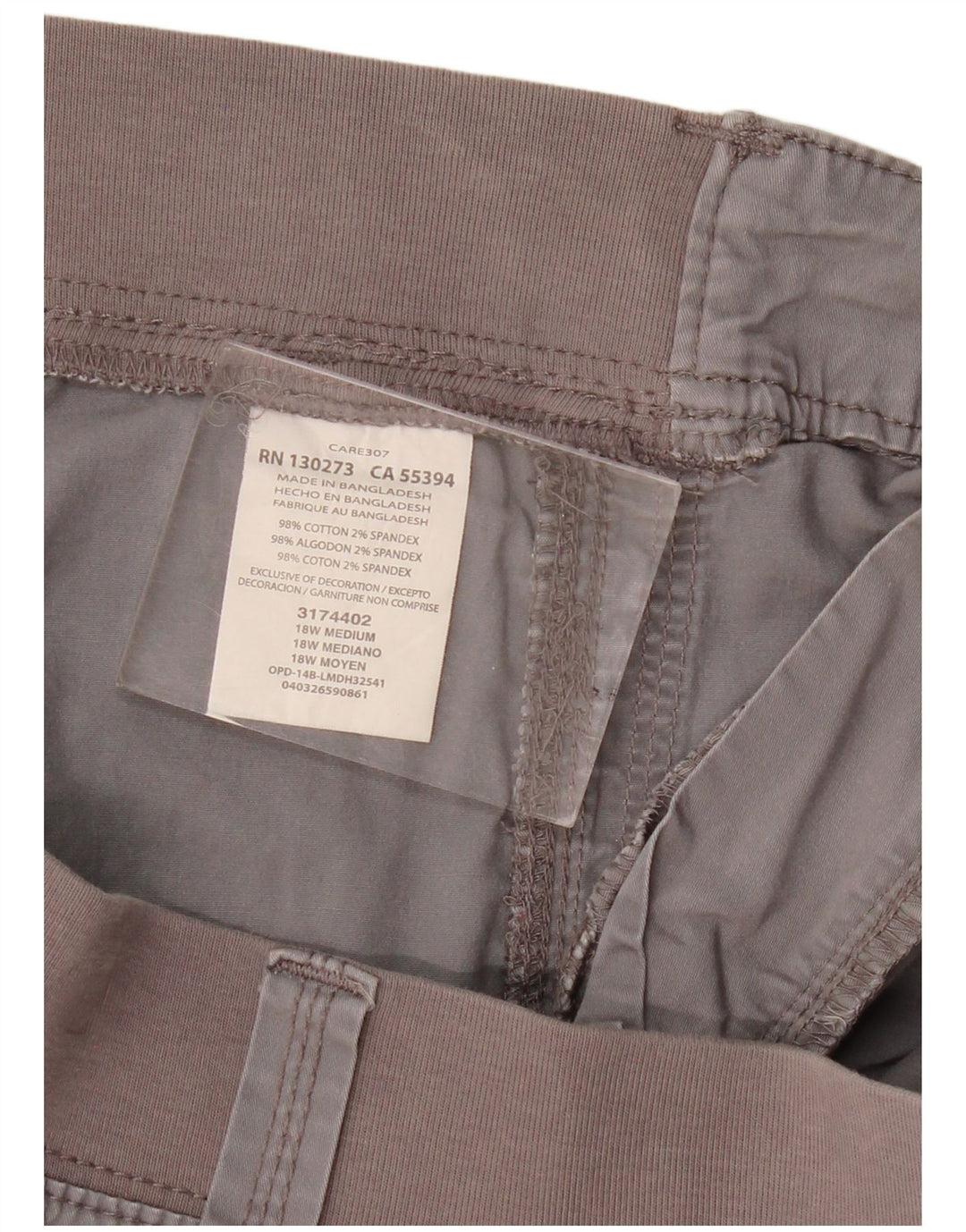 Shorts cargo feminino Lee Easy Fit US 18 2XL W40 algodão cinza