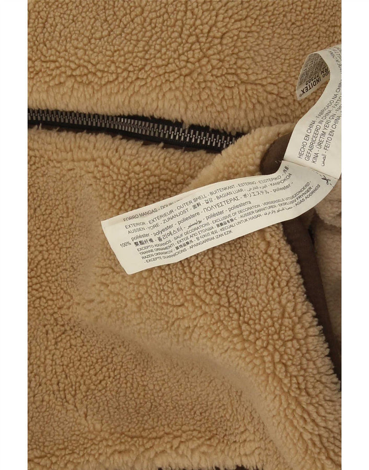 Jaqueta de lã masculina Zara UK 38 poliéster bege médio