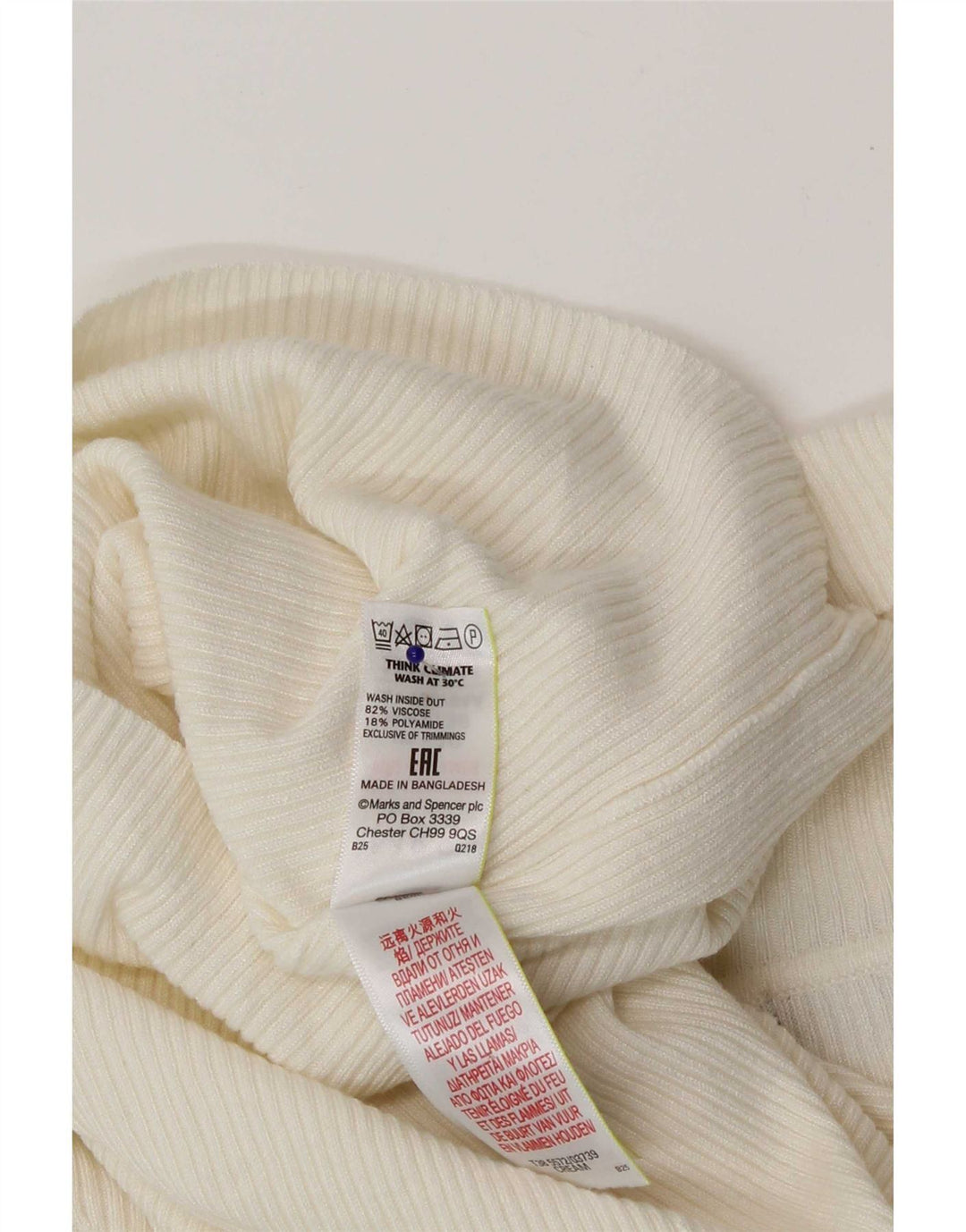 Top feminino Marks & Spencer de manga comprida UK 10 pequeno off white viscose