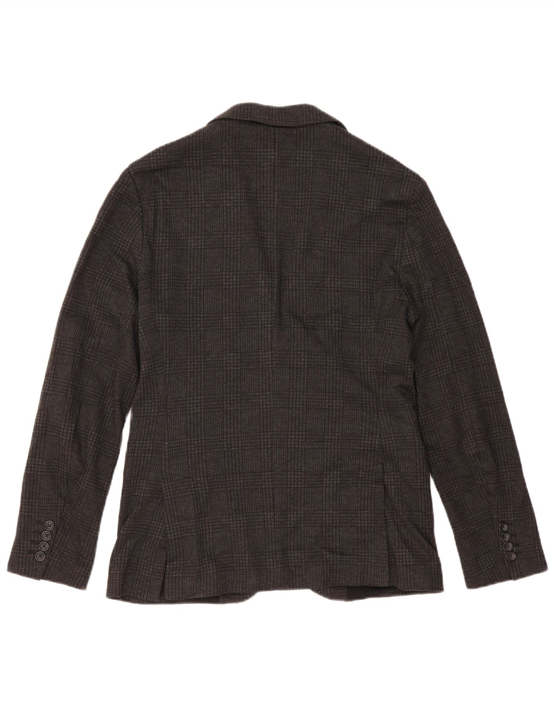 Jaqueta blazer masculina Zara com 2 botões EU 48 poliéster xadrez cinza médio