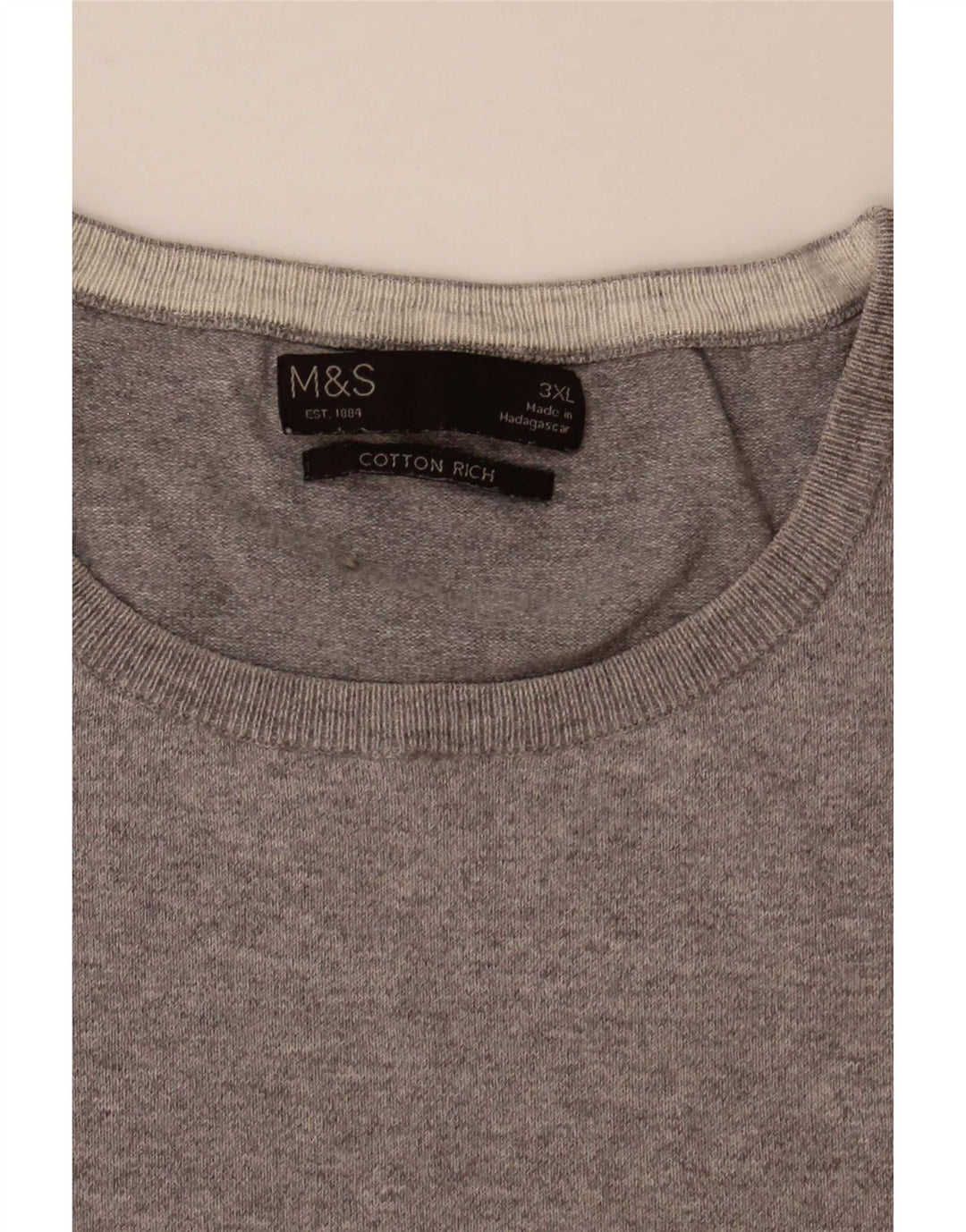 Suéter masculino Marks & Spencer com gola redonda 3XL cinza colorblock