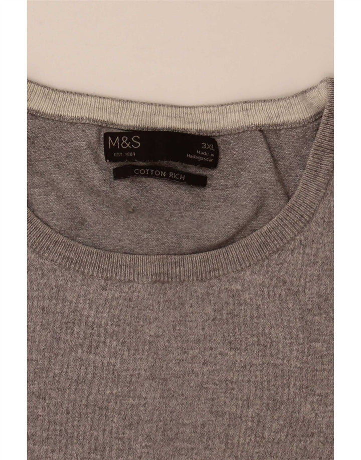 Suéter masculino Marks & Spencer com gola redonda 3XL cinza colorblock