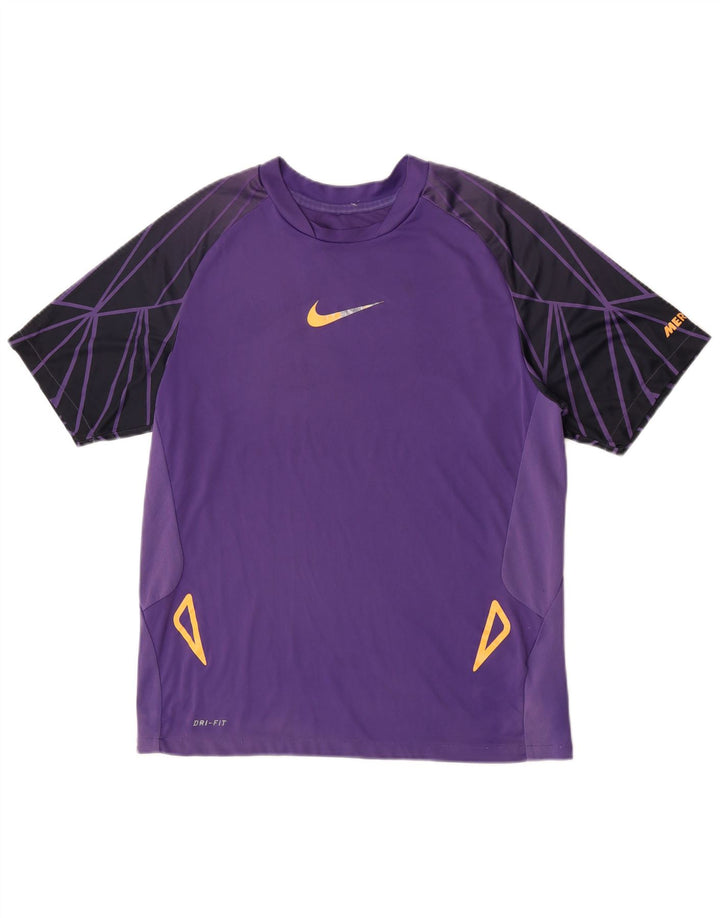 Camiseta masculina Nike Dri Fit Top médio roxo colorblock poliéster