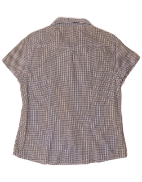 Camisa feminina Lee de manga curta Reino Unido 14 grande algodão xadrez azul