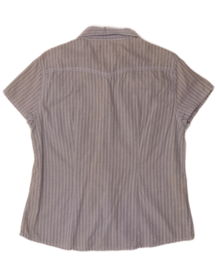 Camisa feminina Lee de manga curta Reino Unido 14 grande algodão xadrez azul