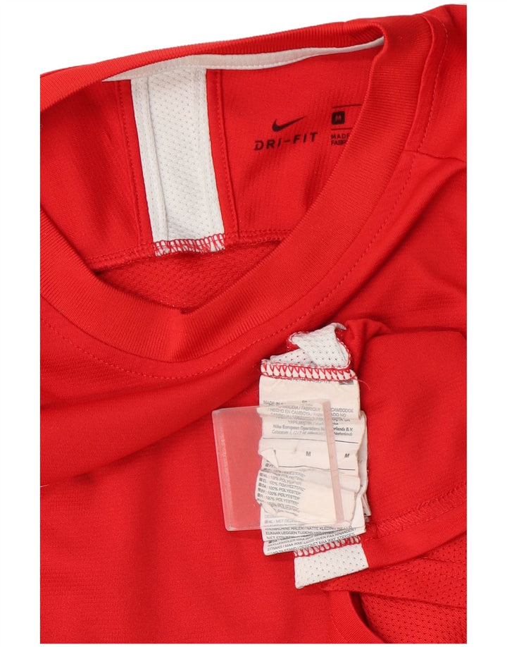 Camiseta masculina Nike Dri Fit Top médio vermelho colorblock poliéster