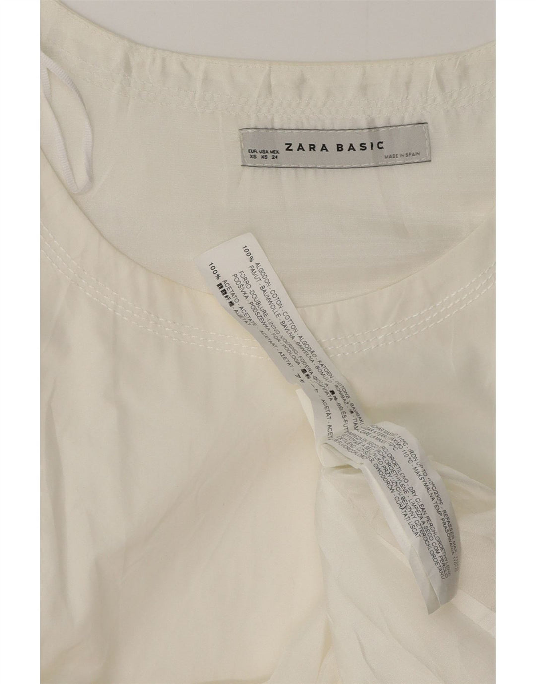 Vestido feminino sem mangas Zara UK 6 XS algodão branco