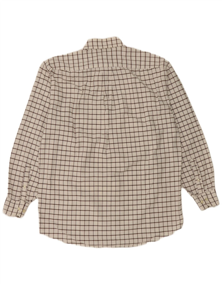 Camisa masculina de flanela Etro Milano tamanho 42 grande algodão xadrez branco