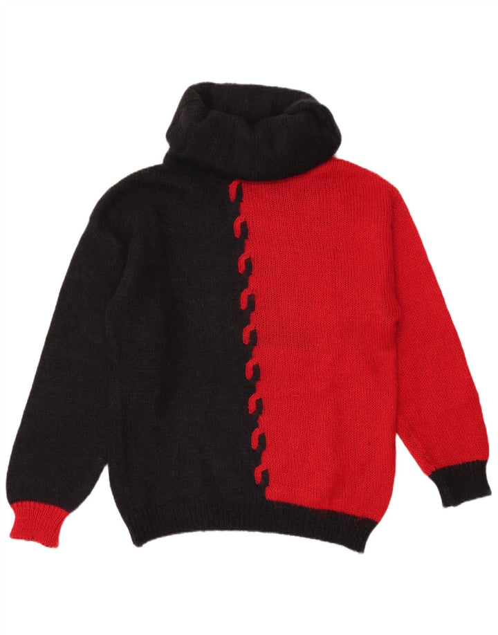 Suéter masculino Sandhu com gola redonda grande bloco colorido vermelho