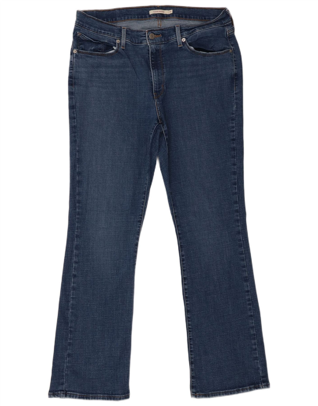 Jeans feminino clássico bootcut Levi's US 14 XL W32 L32 azul algodão