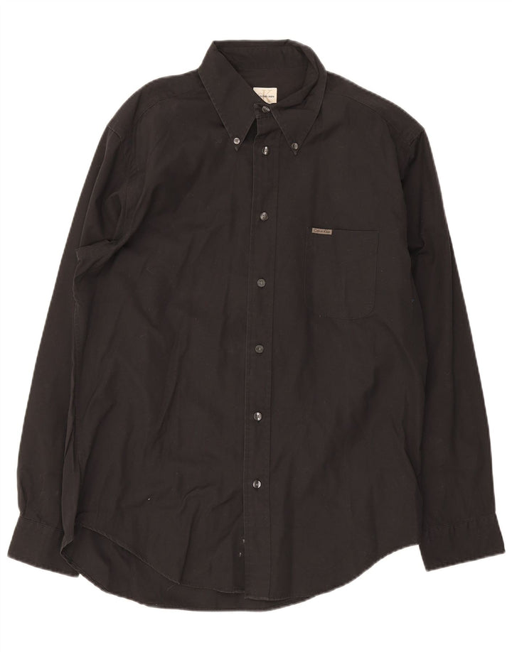 Camisa masculina Calvin Klein Jeans média preta de algodão