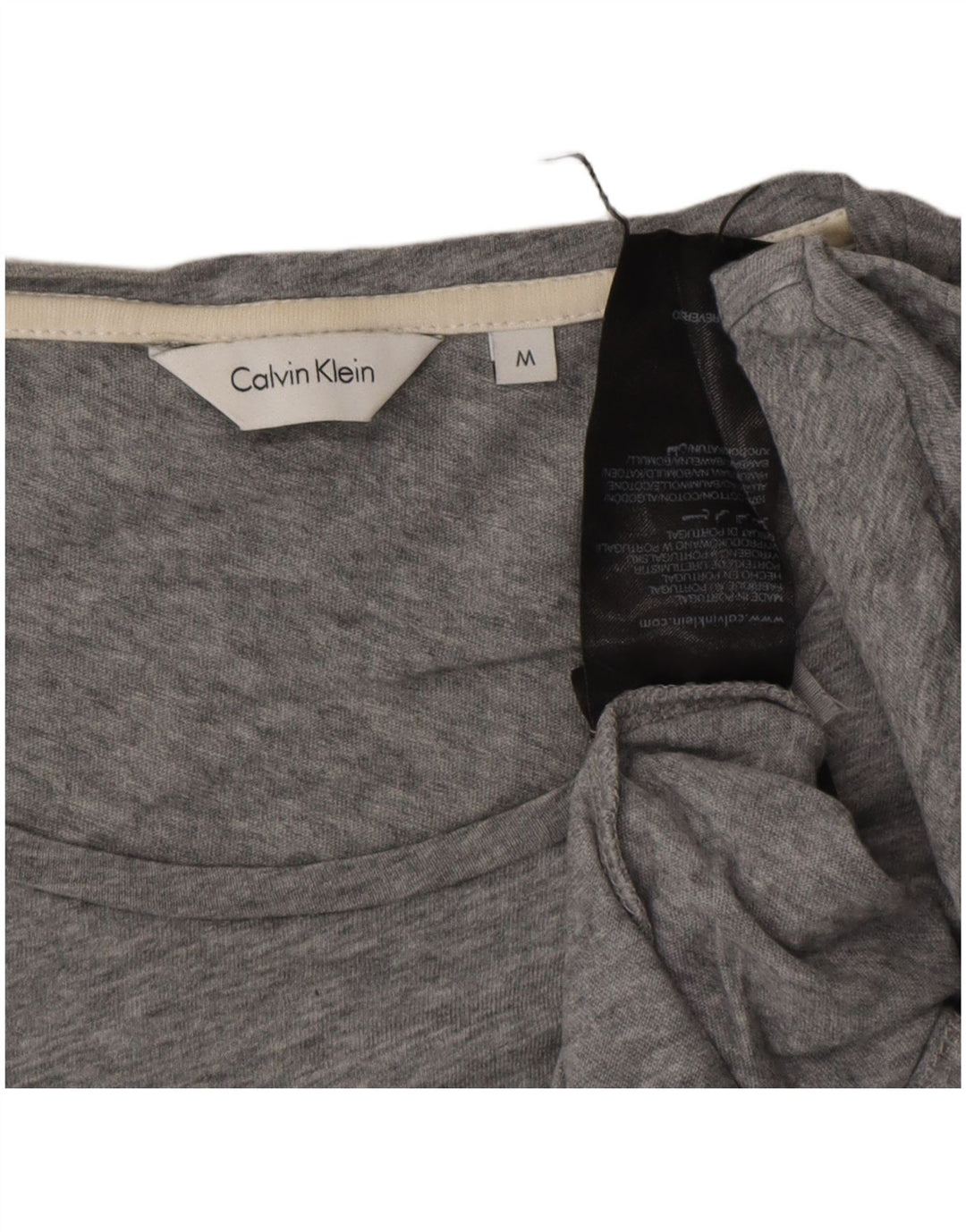 Camiseta masculina CALVIN KLEIN com estampa gráfica, algodão manchado cinza médio
