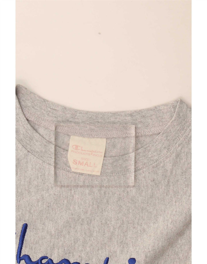 Camiseta gráfica masculina Champion pequena cinza manchada