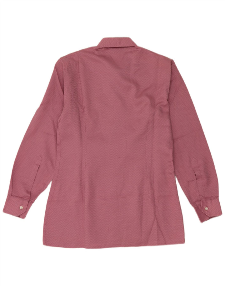 Camisa masculina vintage slim tamanho 38 15 médio rosa geométrico