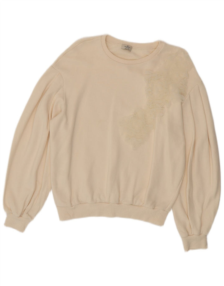 Liu Jo moletom feminino jumper UK 14 médio off white floral