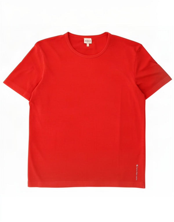 Calvin Klein Jeans Camiseta Feminina Top UK 14 Grande Algodão Vermelho