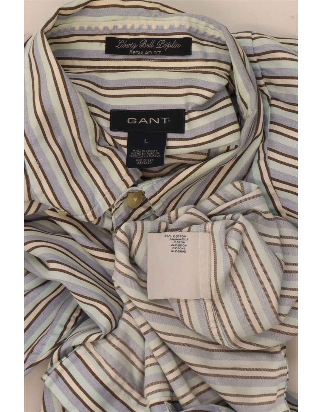 Camisa masculina Gant Regular Fit grande algodão listrado azul