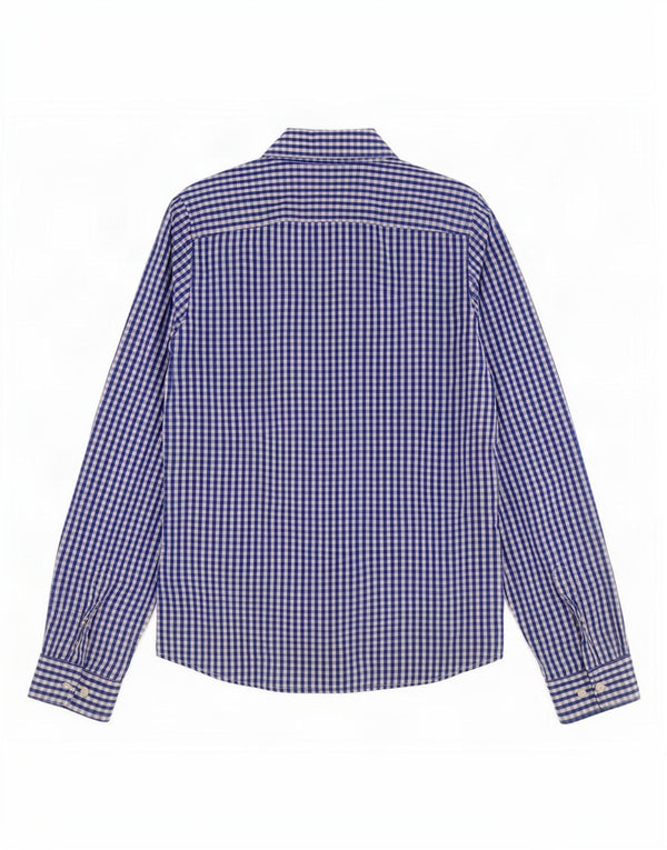 Camisa masculina Hollister de algodão guingão azul médio
