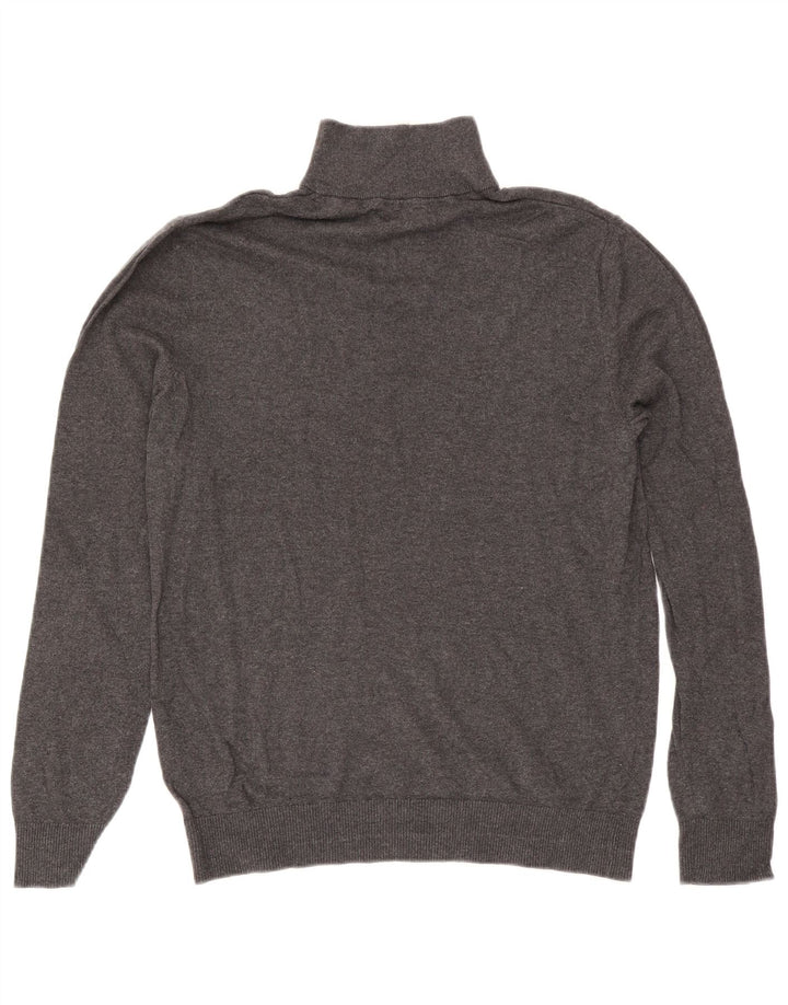 Suéter masculino Jack & Jones com zíper e gola em algodão cinza médio