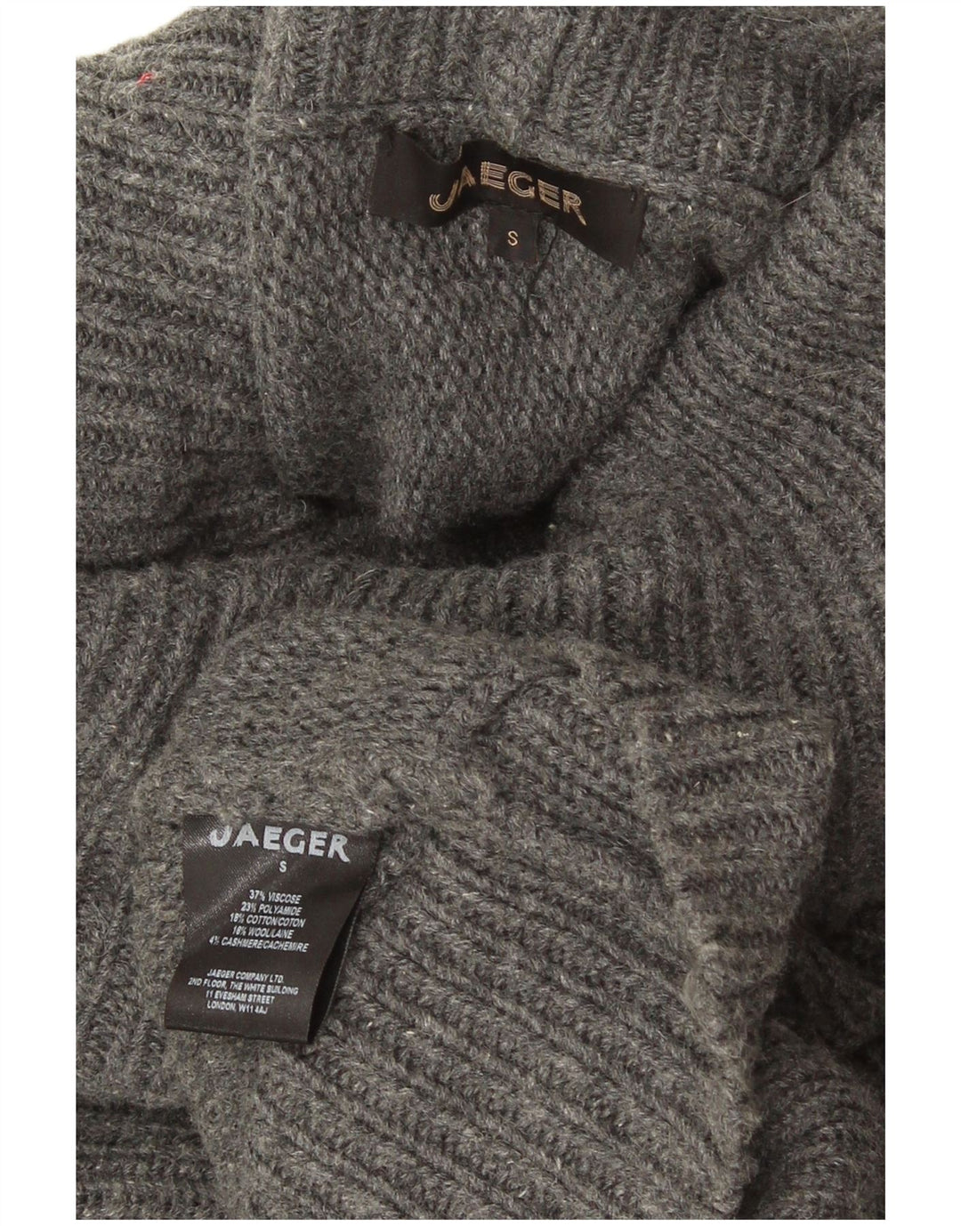 Suéter feminino Jaeger com gola redonda grande e gola redonda Reino Unido 10 pequeno cinza