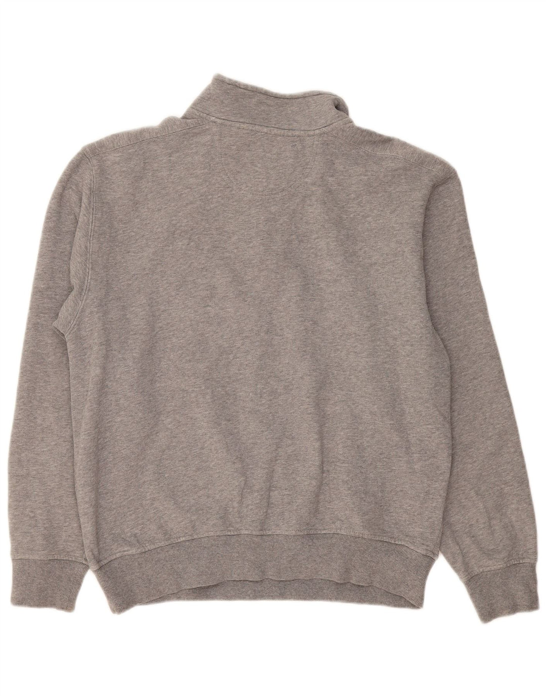 Suéter masculino Izod com zíper e gola grande de algodão manchado cinza