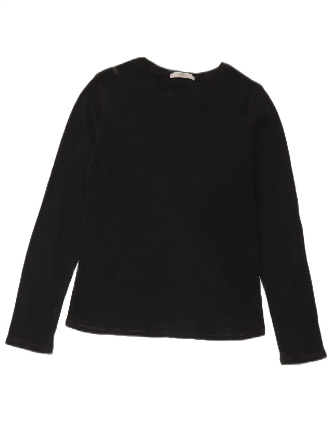 Top feminino Marks & Spencer manga comprida Reino Unido 8 pequeno algodão preto