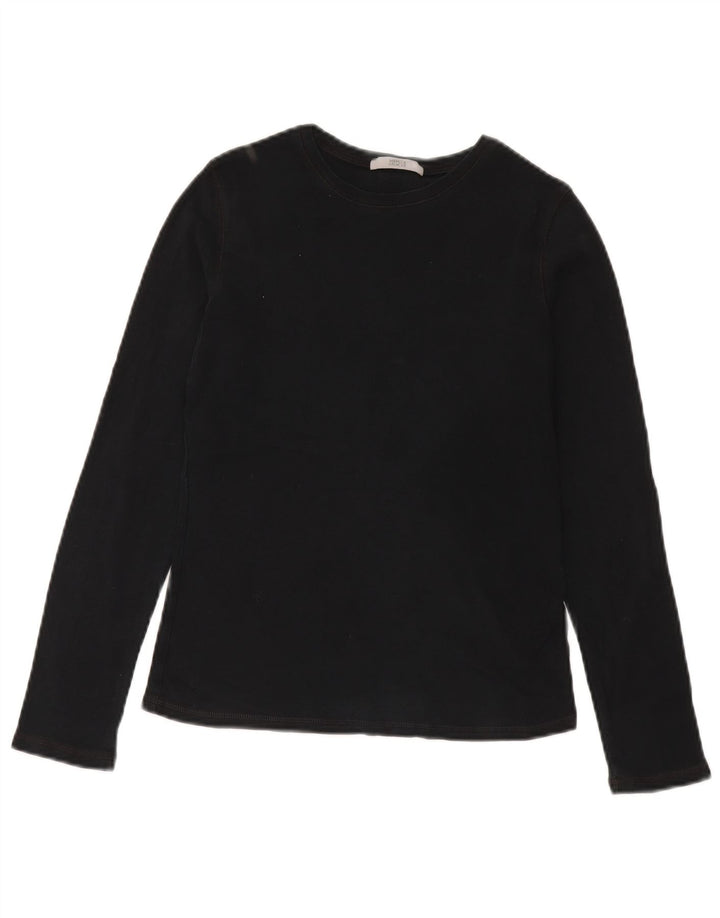 Top feminino Marks & Spencer manga comprida Reino Unido 8 pequeno algodão preto