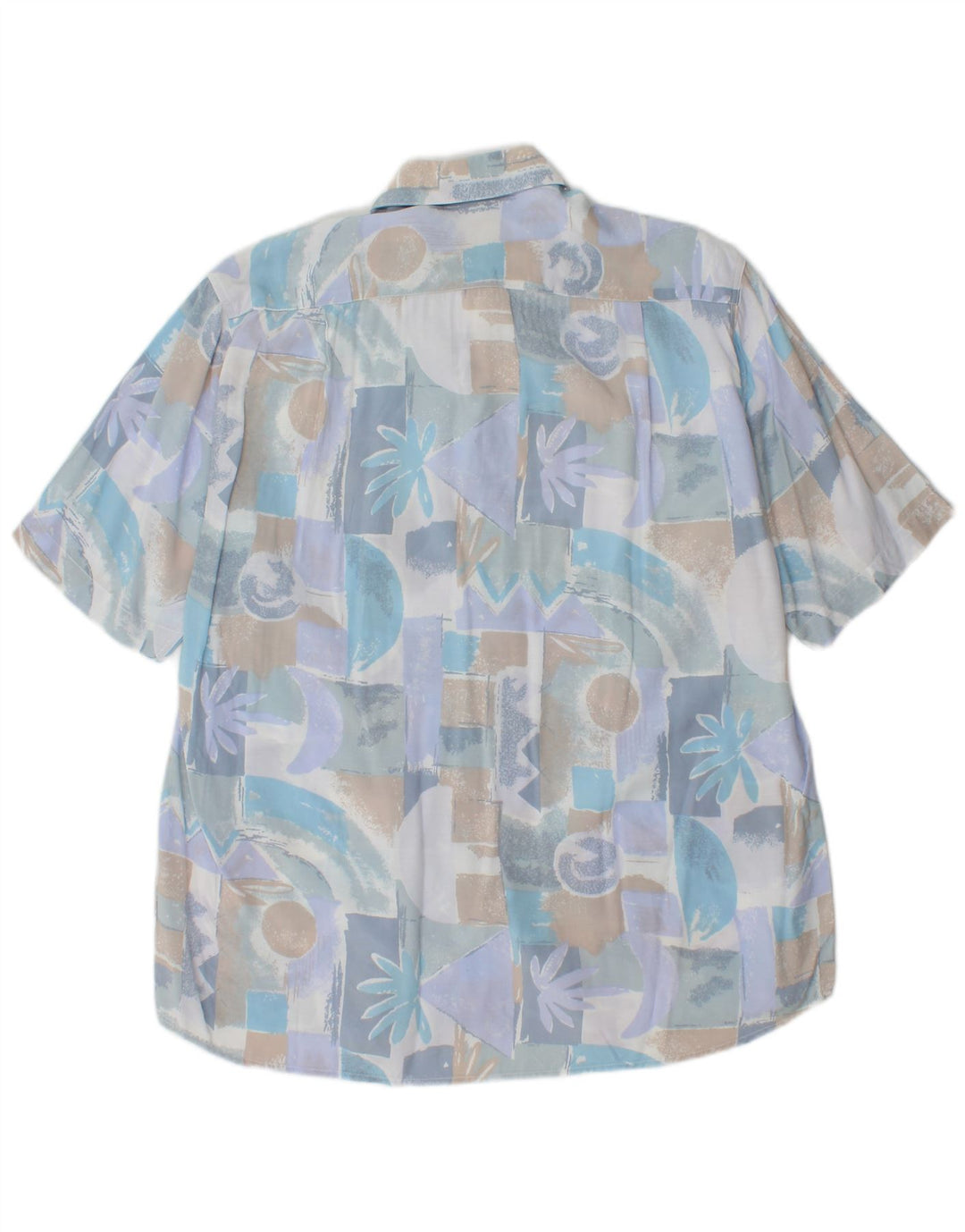 Camisa masculina VINTAGE manga curta azul médio geométrica