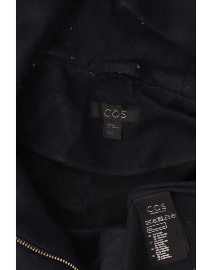 Sobretudo feminino Cos com capuz UE 36 pequeno lã azul marinho