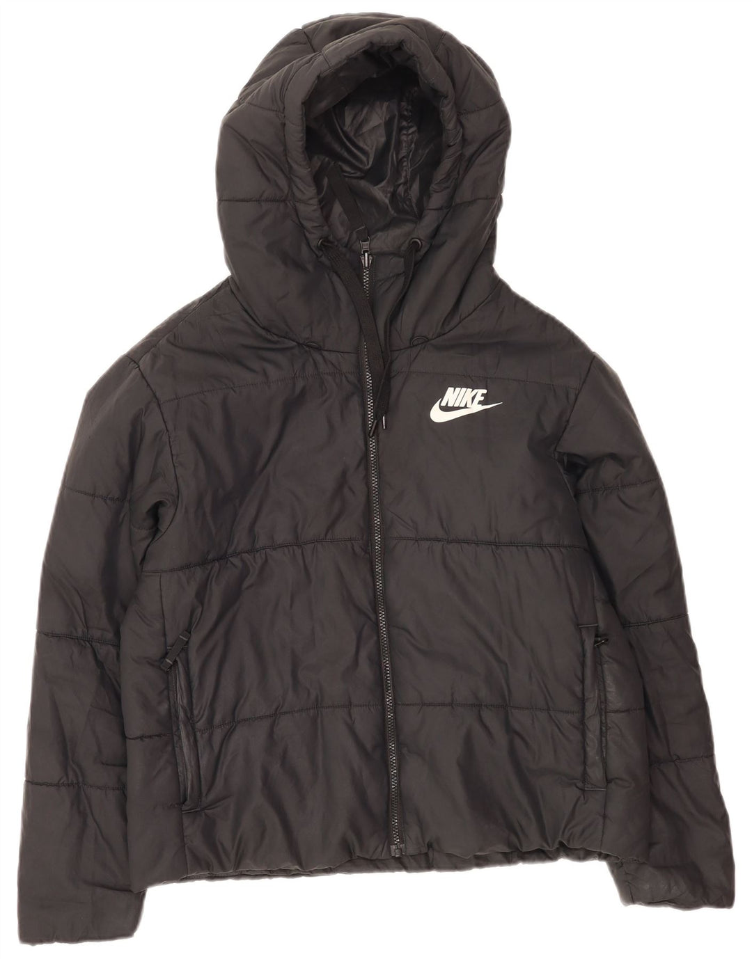 Jaqueta acolchoada reversível com capuz Nike feminina Reino Unido 16 grande poliéster preto