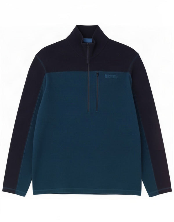Mountain Warehouse Mens Zip Neck Fleece Jumper Grande Azul Marinho Colourblock