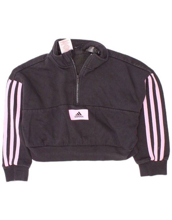 Suéter Adidas feminino cropped com zíper e gola 5-6 anos algodão preto