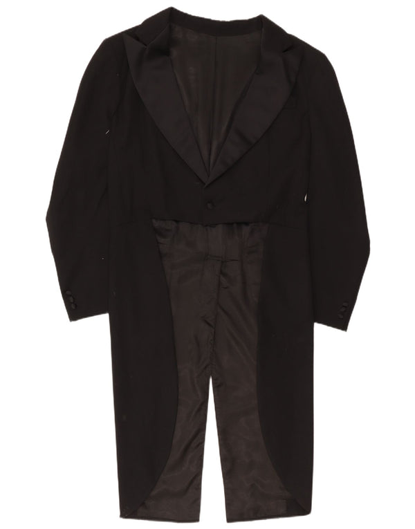 Jaqueta blazer masculina vintage com 1 botão e fraque Reino Unido 36 pequena preta