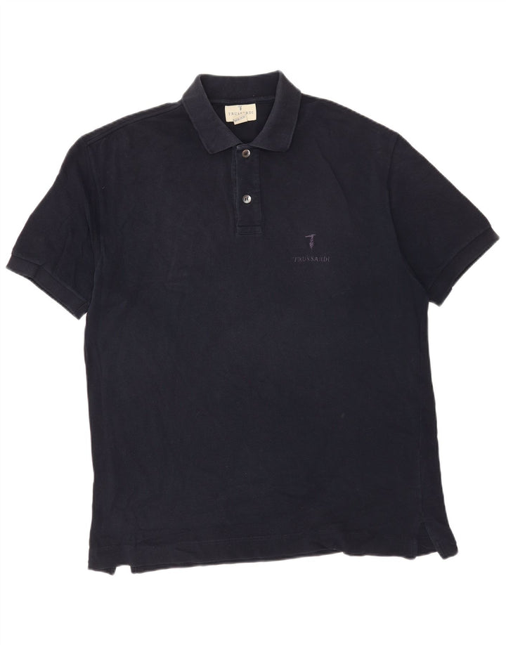 Camisa polo masculina Trussardi grande algodão azul marinho