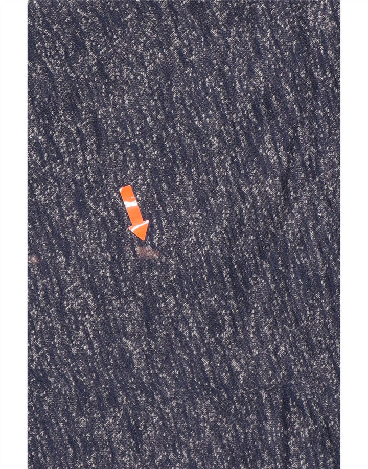 ADIDAS Mens manga curta moletom com capuz grande algodão manchado azul marinho