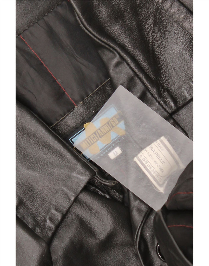 Jaqueta de couro masculina Mitici Anni UK 38 couro preto médio