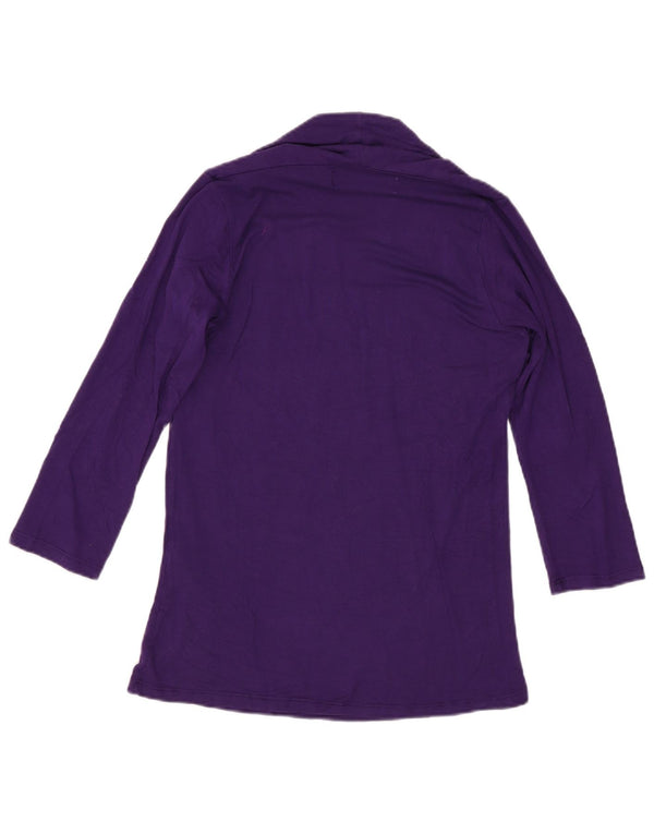 Top feminino Zara manga 3/4 Reino Unido 12 viscose roxa média