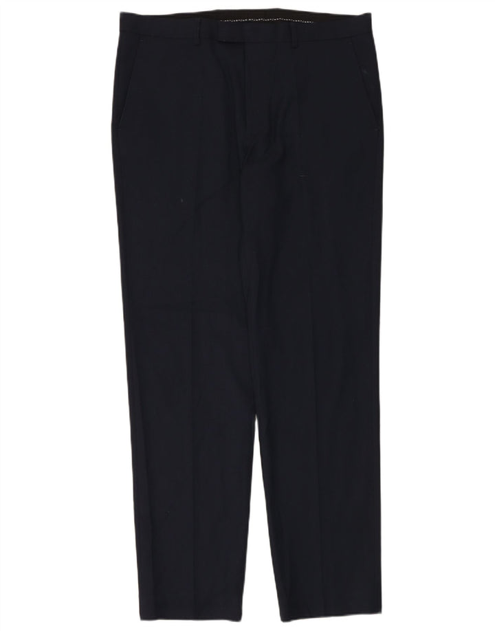 Calça masculina sob medida Marks & Spencer W36 L33 azul marinho poliéster
