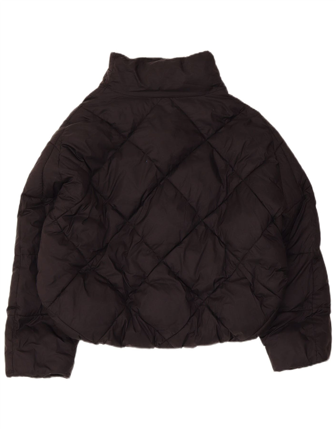 Zara Womens Crop Oversized Jaqueta Acolchoada Reino Unido 14 Médio Preto Poliéster
