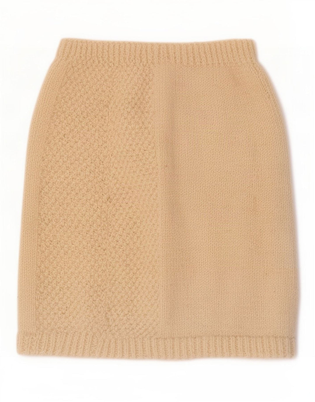 Minissaia feminina vintage em malha W26 pequena bege