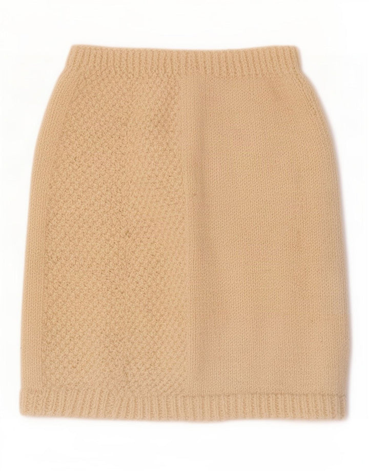 Minissaia feminina vintage em malha W26 pequena bege
