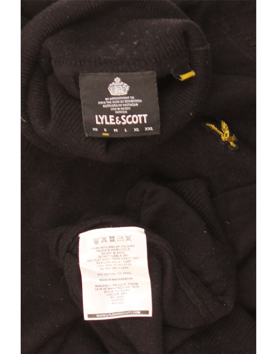 Suéter masculino LYLE & SCOTT com gola redonda e algodão preto pequeno