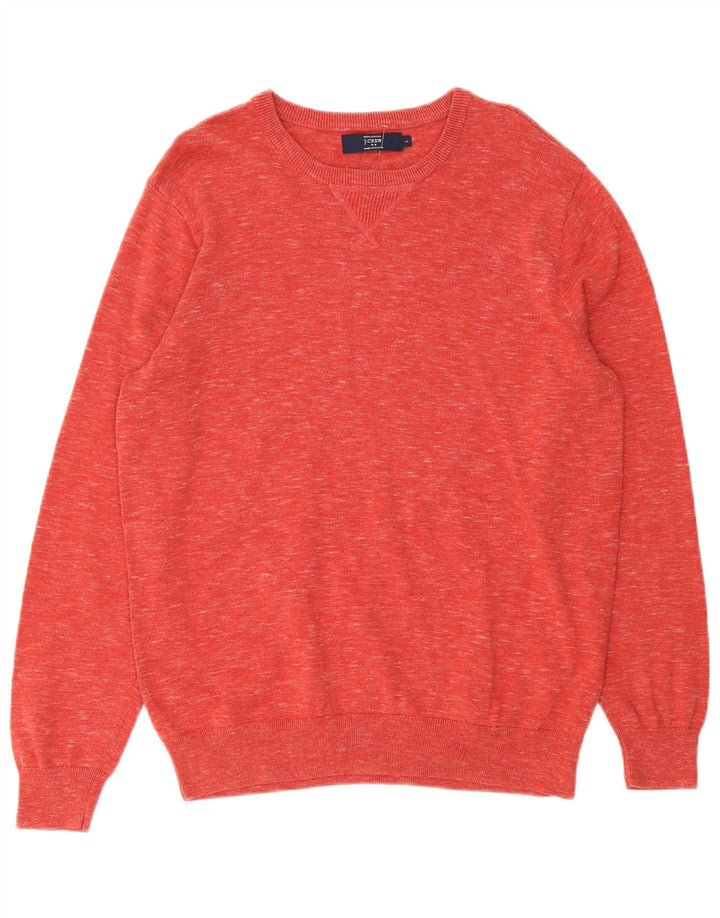 J. Crew Suéter masculino com gola alta de algodão manchado vermelho grande