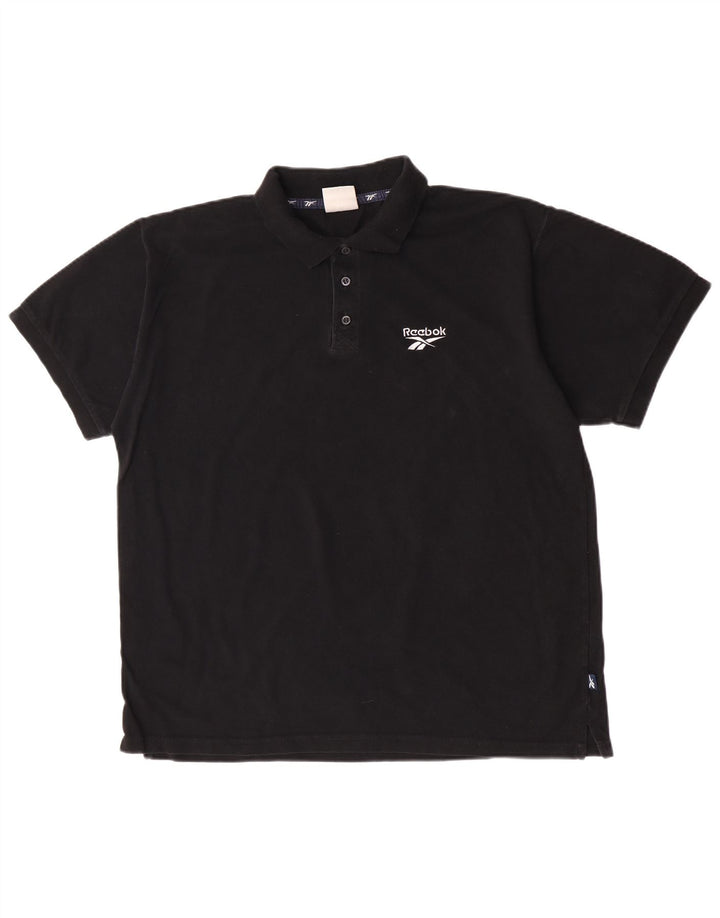 Camisa polo masculina Reebok grande algodão preto