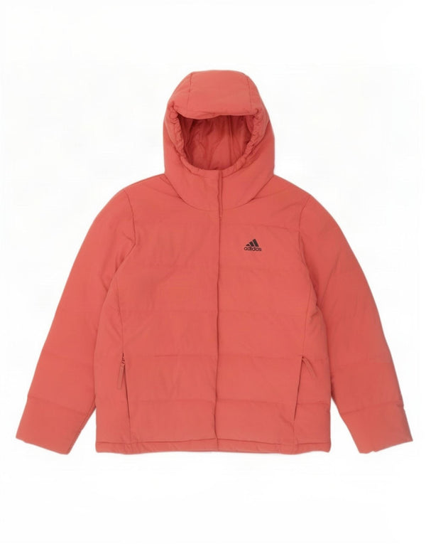 Jaqueta acolchoada com capuz feminina Adidas UK 12/14 poliéster rosa médio