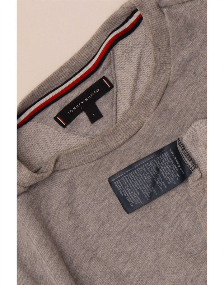 Tommy Hilfiger moletom gráfico masculino jumper grande cinza colorblock algodão