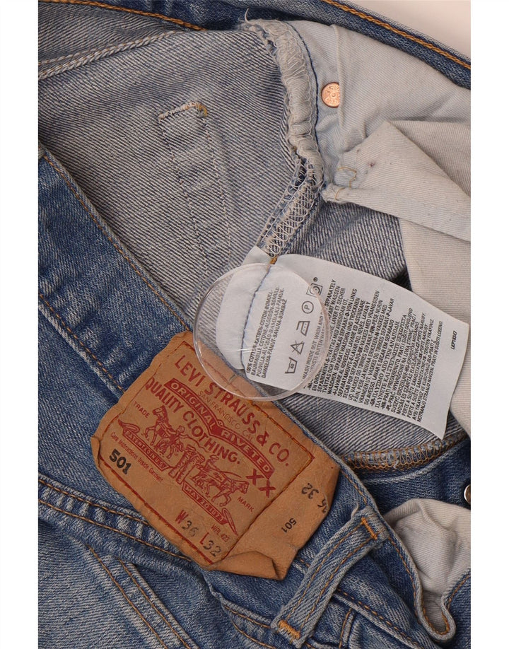 LEVI'S Masculino 501 Straight Jeans W36 L32 Azul Algodão