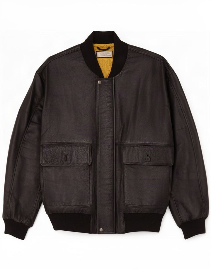 Jaqueta de couro masculina vintage UK 38 média preta